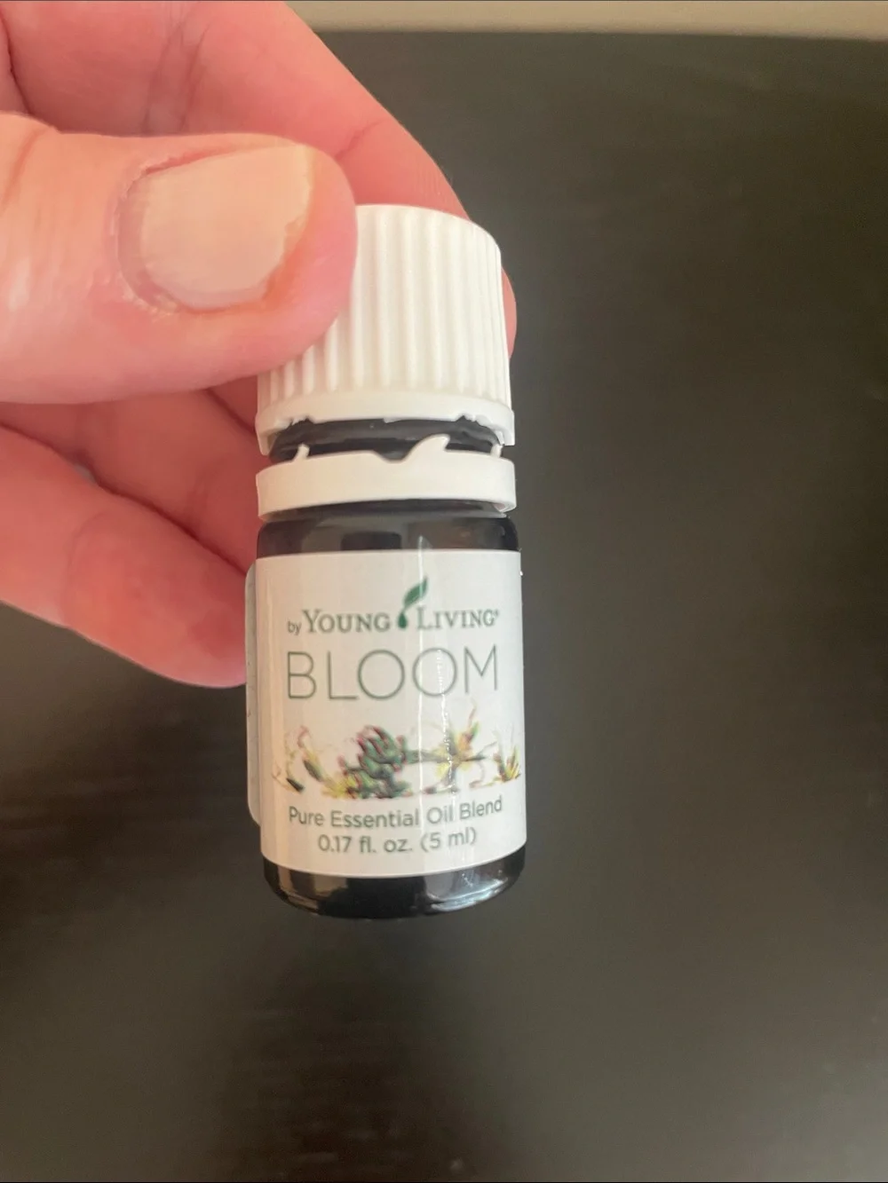 Young Living Bloom Essential Oil - White Cap, White Label - opened, mostly full